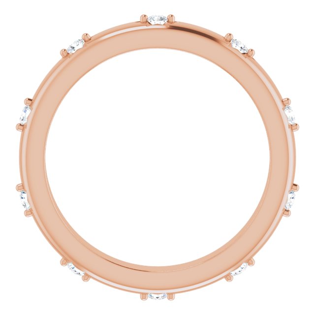 14K Gold Round Natural Diamond Celestial Eternity Band – 1.5 mm Stones - Rose Gold - view 2