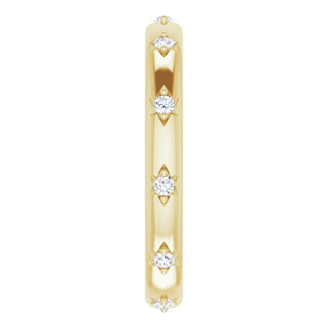 14K Gold Round Natural Diamond Celestial Eternity Band – 1.5 mm Stones - Yellow Gold - view 4
