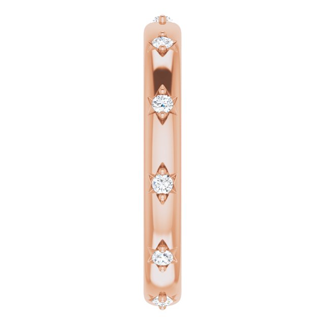 14K Gold Round Natural Diamond Celestial Eternity Band – 1.5 mm Stones - Rose Gold - view 4