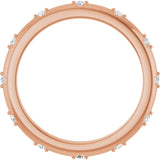 14K Gold Round Natural Diamond Celestial Eternity Band – 1.1 mm Stones - Rose Gold - view 2