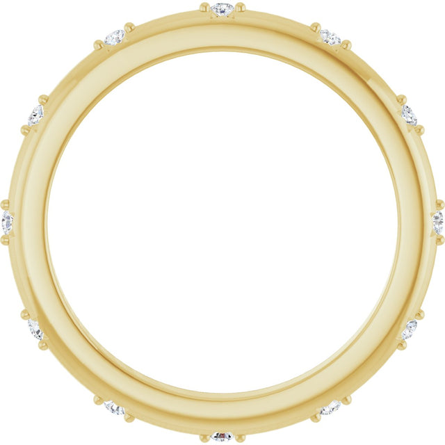 14K Gold Round Natural Diamond Celestial Eternity Band – 1.1 mm Stones - Yellow Gold - view 2