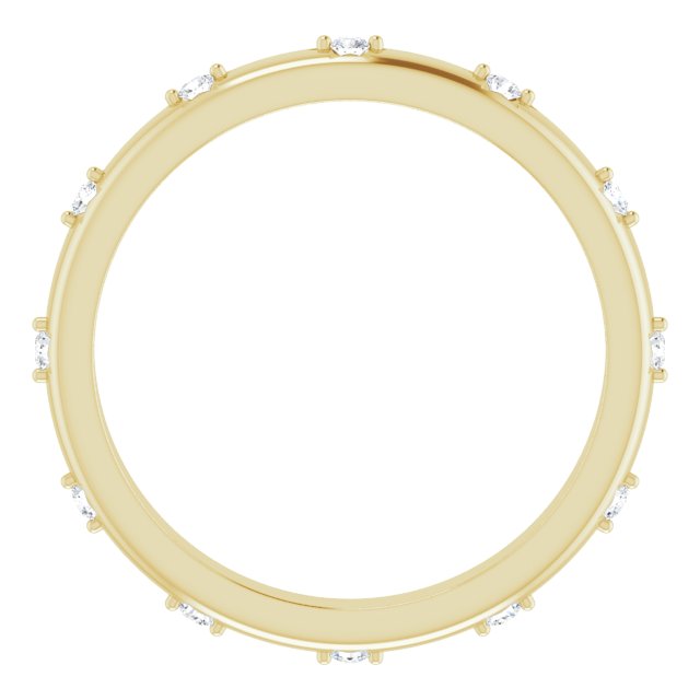 14K Gold Round Natural Diamond Celestial Eternity Band – 1.5 mm Stones - Yellow Gold - view 2