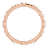 14K Gold Round Natural Diamond Celestial Eternity Band – 1.5 mm Stones - Rose Gold - view 2