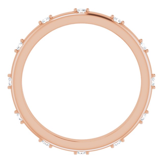 14K Gold Round Natural Diamond Celestial Eternity Band – 1.5 mm Stones - Rose Gold - view 2