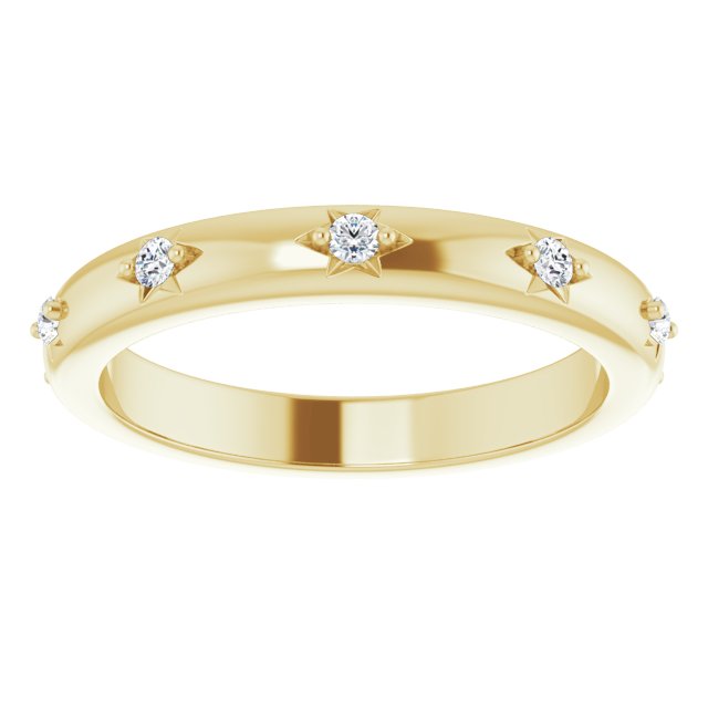 14K Gold Round Natural Diamond Celestial Eternity Band – 1.5 mm Stones - Yellow Gold - view 3