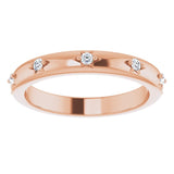 14K Gold Round Natural Diamond Celestial Eternity Band – 1.5 mm Stones - Rose Gold - view 3