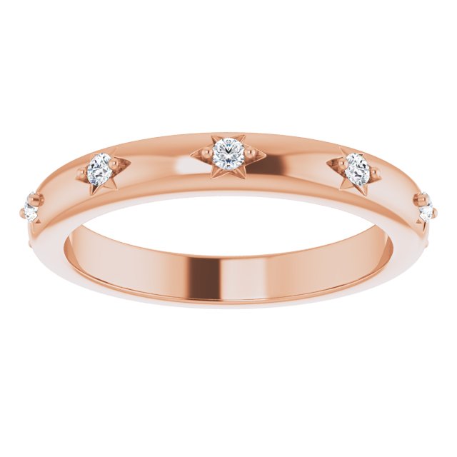 14K Gold Round Natural Diamond Celestial Eternity Band – 1.5 mm Stones - Rose Gold - view 3