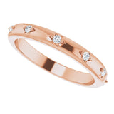14K Gold Round Natural Diamond Celestial Eternity Band – 1.5 mm Stones - Rose Gold - view 5
