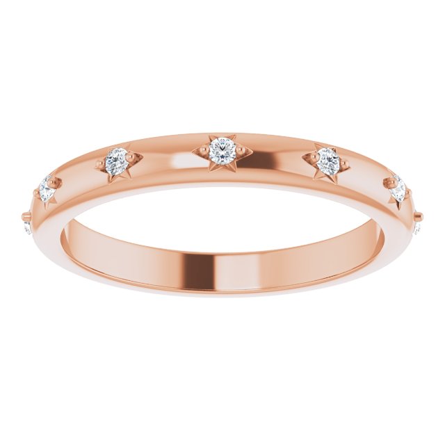 14K Gold Round Natural Diamond Celestial Eternity Band – 1.5 mm Stones - Rose Gold - view 3