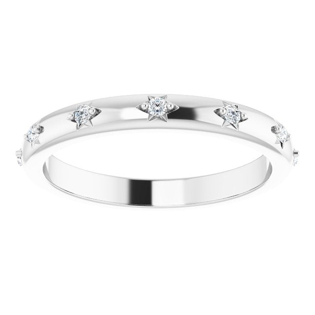 14K Gold Round Natural Diamond Celestial Eternity Band – 1.5 mm Stones - White Gold - view 3