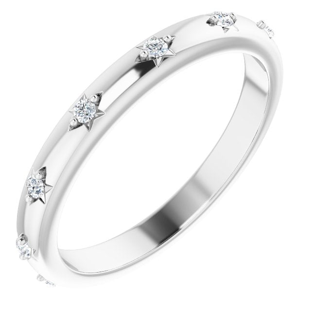 14K Gold Round Natural Diamond Celestial Eternity Band – 1.5 mm Stones - White Gold
