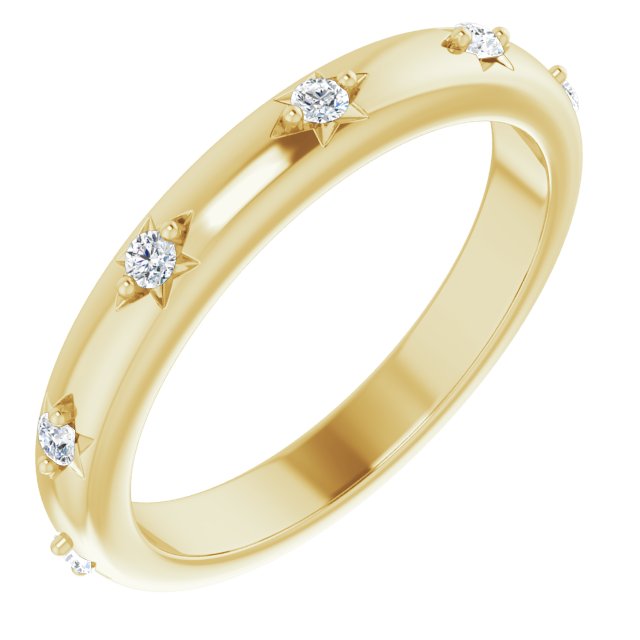 14K Gold Round Natural Diamond Celestial Eternity Band – 1.5 mm Stones - Yellow Gold