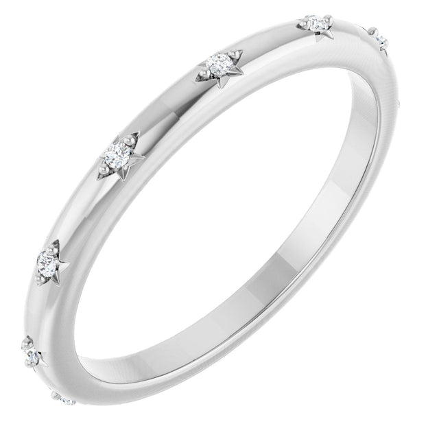 14K Gold Round Natural Diamond Celestial Eternity Band – 1.1 mm Stones - White Gold