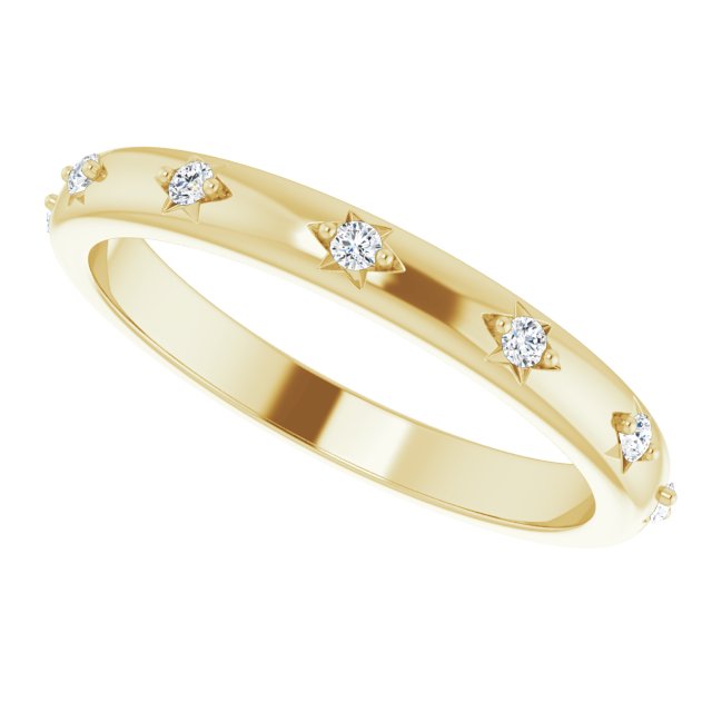 14K Gold Round Natural Diamond Celestial Eternity Band – 1.5 mm Stones - Yellow Gold - view 5