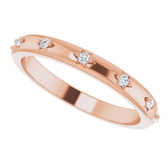 14K Gold Round Natural Diamond Celestial Eternity Band – 1.5 mm Stones - Rose Gold - view 5