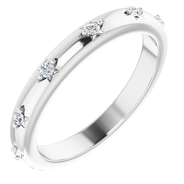 14K Gold Round Natural Diamond Celestial Eternity Band – 1.5 mm Stones - White Gold