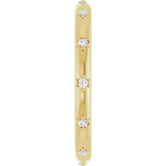 14K Gold Round Natural Diamond Celestial Eternity Band – 1.1 mm Stones - Yellow Gold - view 4