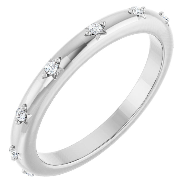 Platinum Round Natural Diamond Celestial Eternity Band – 1.1 mm Stones