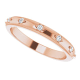 14K Gold Round Natural Diamond Celestial Eternity Band – 1.5 mm Stones - Rose Gold - view 5