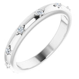 14K Gold Round Natural Diamond Celestial Eternity Band – 1.5 mm Stones - White Gold