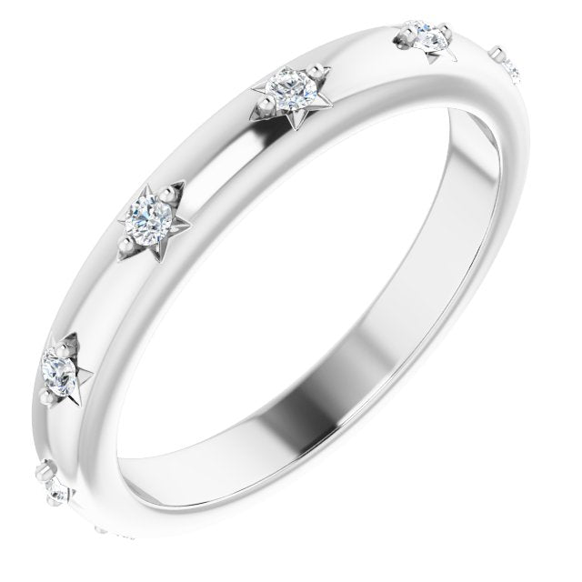 14K Gold Round Natural Diamond Celestial Eternity Band – 1.5 mm Stones - White Gold