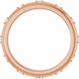 14K Gold Round Natural Diamond Celestial Eternity Band – 1.1 mm Stones - Rose Gold - view 2
