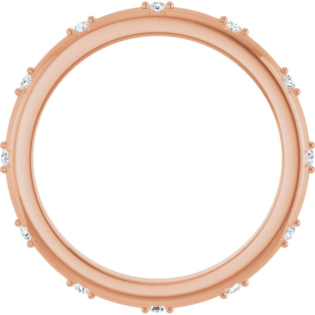 14K Gold Round Natural Diamond Celestial Eternity Band – 1.1 mm Stones - Rose Gold - view 2