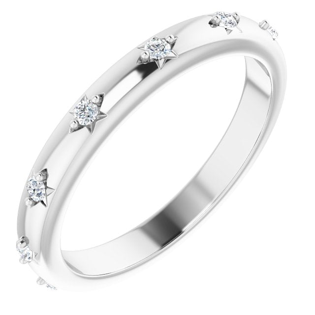 Platinum Round Natural Diamond Celestial Eternity Band – 1.5 mm Stones