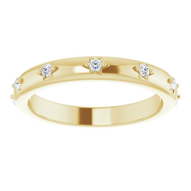 14K Gold Round Natural Diamond Celestial Eternity Band – 1.5 mm Stones - Yellow Gold - view 3