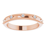 14K Gold Round Natural Diamond Celestial Eternity Band – 1.5 mm Stones - Rose Gold - view 3
