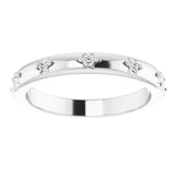 14K Gold Round Natural Diamond Celestial Eternity Band – 1.5 mm Stones - White Gold - view 3