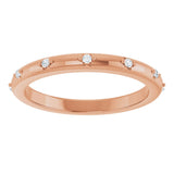 14K Gold Round Natural Diamond Celestial Eternity Band – 1.1 mm Stones - Rose Gold - view 3