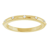 14K Gold Round Natural Diamond Celestial Eternity Band – 1.1 mm Stones - Yellow Gold - view 3