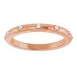 14K Gold Round Natural Diamond Celestial Eternity Band – 1.1 mm Stones - Rose Gold - view 3