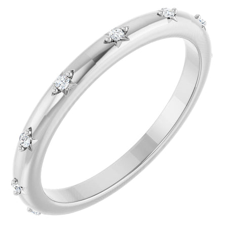 14K Gold Round Natural Diamond Celestial Eternity Band – 1.1 mm Stones - White Gold