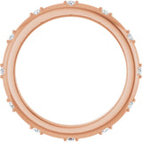14K Gold Round Natural Diamond Celestial Eternity Band – 1.1 mm Stones - Rose Gold - view 2