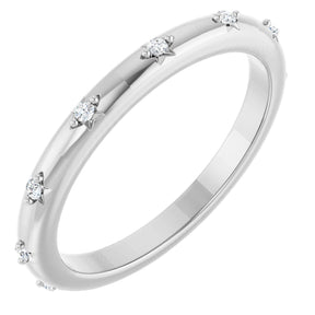 Platinum Round Natural Diamond Celestial Eternity Band – 1.1 mm Stones