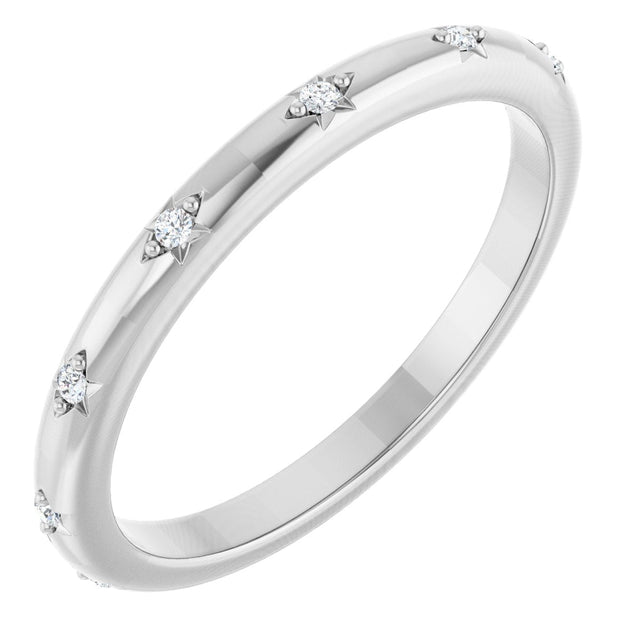 Platinum Round Natural Diamond Celestial Eternity Band – 1.1 mm Stones