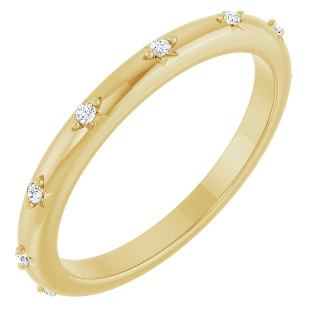 14K Gold Round Natural Diamond Celestial Eternity Band – 1.1 mm Stones - Yellow Gold