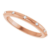 14K Gold Round Natural Diamond Celestial Eternity Band – 1.1 mm Stones - Rose Gold - view 5