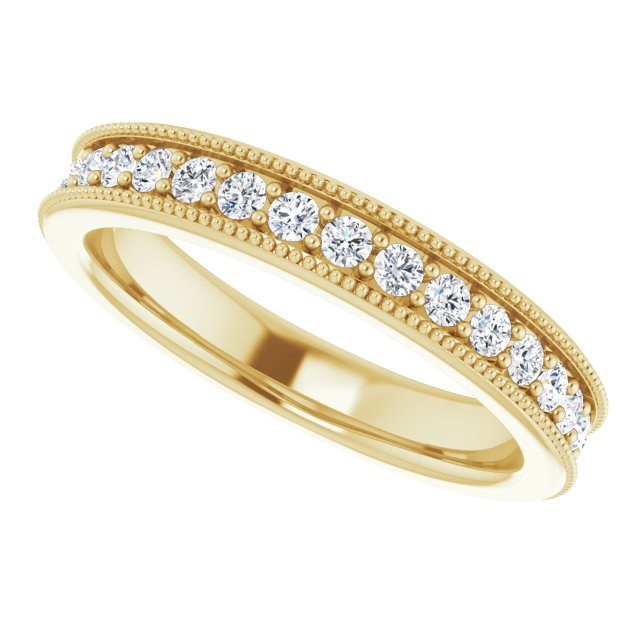 14K Gold Round Natural Diamond Milgrain Edge Anniversary Band – 1/2–1 5/8 CTW - Yellow Gold - view 5