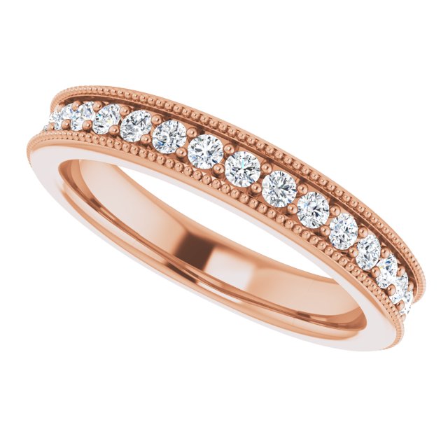 14K Gold Round Natural Diamond Milgrain Edge Anniversary Band – 1/2–1 5/8 CTW - Rose Gold - view 5