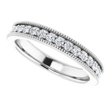 14K Gold Round Natural Diamond Milgrain Edge Anniversary Band – 1/2–1 5/8 CTW - White Gold - view 5