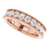 14K Gold Round Natural Diamond Milgrain Edge Anniversary Band – 1/2–1 5/8 CTW - Rose Gold - view 5