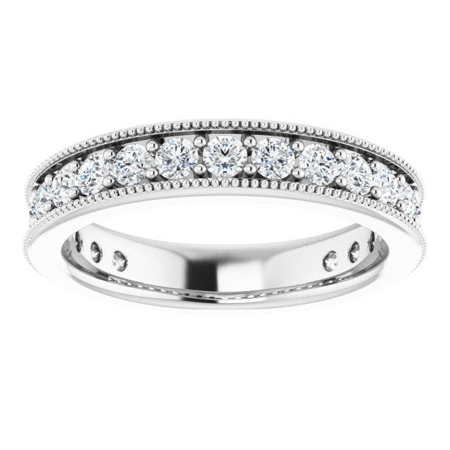 Platinum Round Natural Diamond Milgrain Edge Anniversary Band – 1/2–1 5/8 CTW - view 3