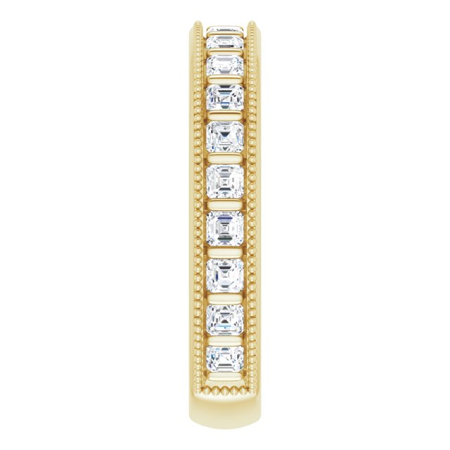 14K Gold Asscher Natural Diamond Milgrain Edge Anniversary Band – 1 CTW - Yellow Gold - view 4