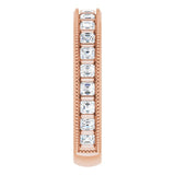14K Gold Asscher Natural Diamond Milgrain Edge Anniversary Band – 1 CTW - Rose Gold - view 4