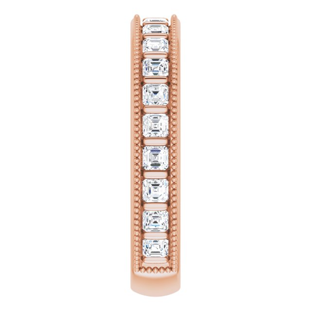 14K Gold Asscher Natural Diamond Milgrain Edge Anniversary Band – 1 CTW - Rose Gold - view 4