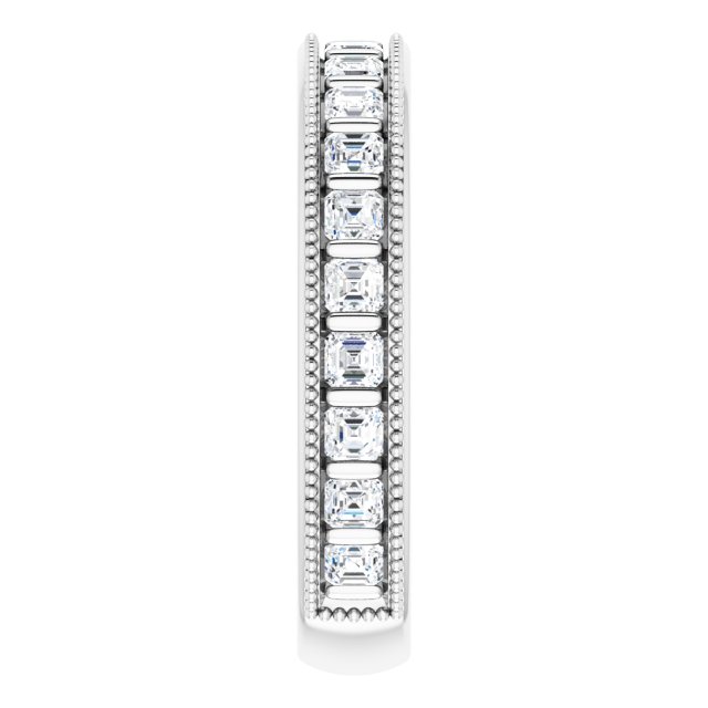 Platinum Asscher Natural Diamond Milgrain Edge Anniversary Band – 1 CTW - view 4