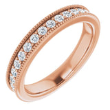 14K Gold Round Natural Diamond Milgrain Edge Anniversary Band – 1/2–1 5/8 CTW - Rose Gold
